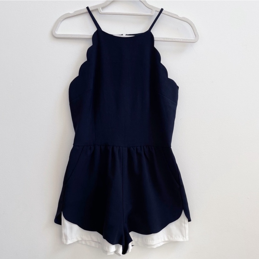 Aqua scalloped romper
